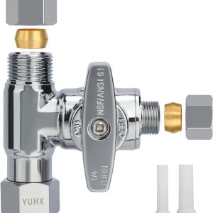 YUHX 3/8 Compression Tee Valve Brass Chrome Stainless Steel-0