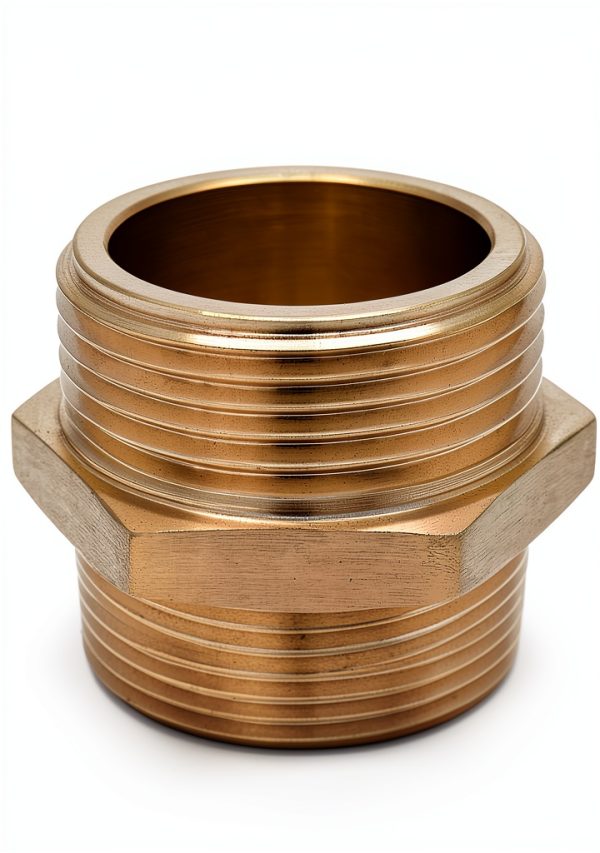 QWORK Fire Hose Adapter Brass 1-1/2 NPT NH Double Male-4