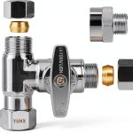 YUHX Brass Compression Tee Valve Lead Free 3/8 Inch-0