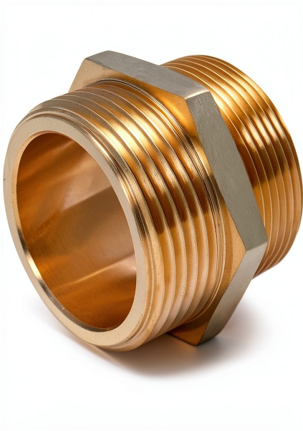 QWORK Fire Hose Adapter Brass 1-1/2 NPT NH Double Male-1