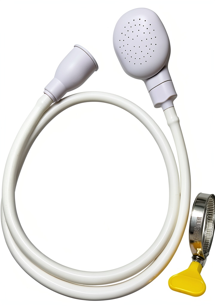 U-BCOO Faucet Spray Hose attached to a round sink faucet