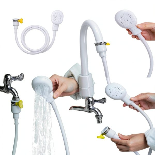 iHMeiju Faucet Spray Hose PVC ABS White Easy Install-5