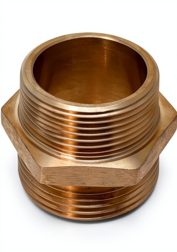 QWORK Fire Hose Adapter Brass 1-1/2 NPT NH Double Male-2