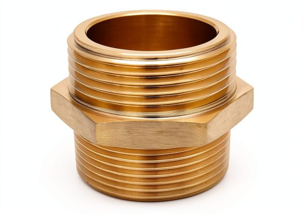 QWORK Fire Hose Adapter Brass 1-1/2 NPT NH Double Male-0