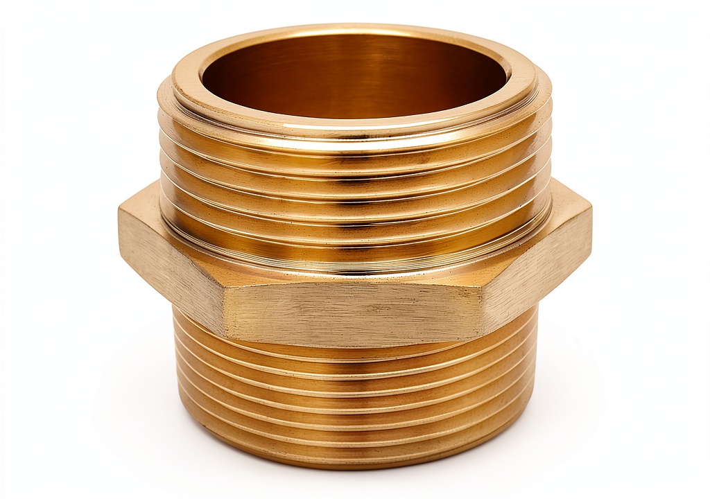 QWORK brass fire hose adapter showing threaded connections