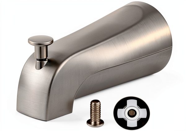 Enhon Slip On Diverter Tub Spout Brushed Nickel Bathroom-0
